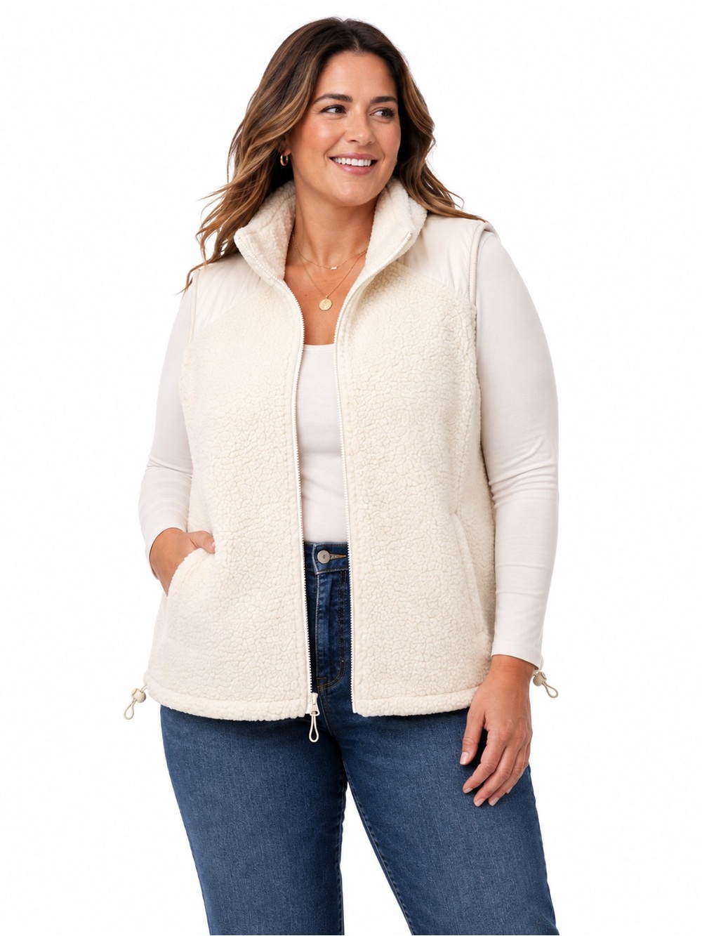 Sweaty Betty Sherpa Fleece Vest – Cream / Ivory size 12 NWT